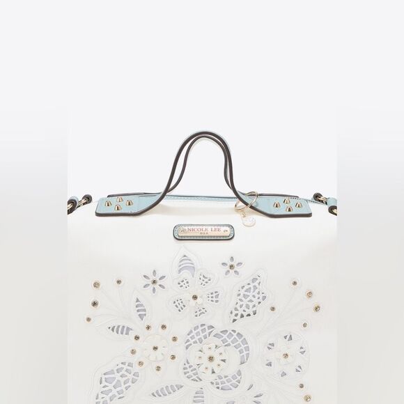 Nicole Lee USA Evolve Vegan Leather Handbag with Lazer Cut Flowers Floral - Picture 9 of 16